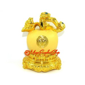 Auspicious Golden Apple with Money Toad and Ruyi