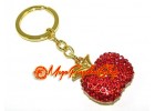 Bejeweled Red Apple Keychain