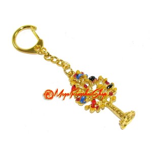 Bejeweled Wealth Trees with Birds Keychain