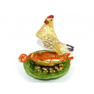Bejeweled Wish-Fulfilling Rooster with Golden Eggs
