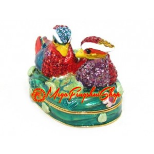 Bejeweled Wishfulfilling Pair of Mandarin Ducks