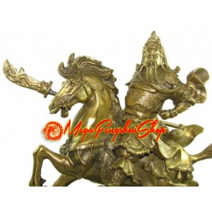 Brass Kwan Kong Charging on Horse (L)