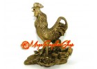 Brass Rooster with Peonies and Treasure