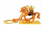 Brown Tribute Horse with Plate of Auspicious Fruits Keychain