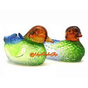 Colorful Liuli Pair of Feng Shui Mandarin Ducks