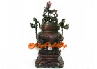 Exquisite Brass Incense Burner with Bamboos and Deer