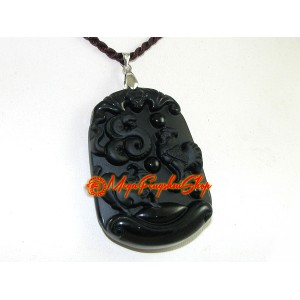 Exquisite Horoscope Allies Pendant - Ox, Rooster and Snake (Obsidian)
