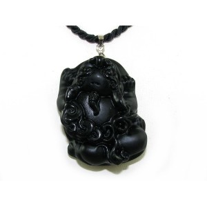 Exquisite Pi Yao for Wealth Luck Pendant (Obsidian)