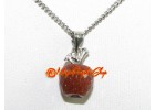 Faceted Apple Crystal Pendant Necklace (Gold Sand)