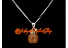 Faceted Apple Crystal Pendant Necklace (Red Agate)