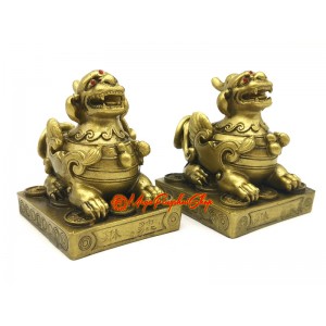 Feng Shui Seated Pair of Pi Yao for Wealth Luck