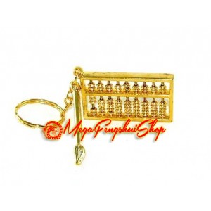 Golden Abacus with Brush Feng Shui Keychain