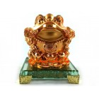 Golden Feng Shui Money Frog on Glass Base