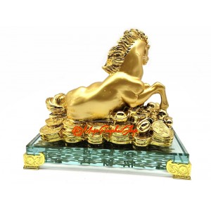 Golden Horse Resting on a Bed of Wealth