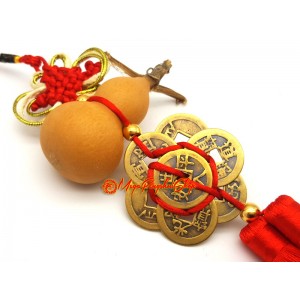 Natural Wu Lou with Eight Coins Feng Shui Tassel