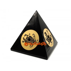 Obsidian Pyramid with 4 Chinese Benevolent Animals