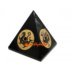 Obsidian Pyramid with 4 Chinese Benevolent Animals