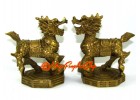 Pair of Brass Chi Lin on Bagua