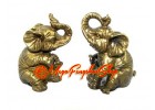 Pair of Brass Elephants with Trunks Up