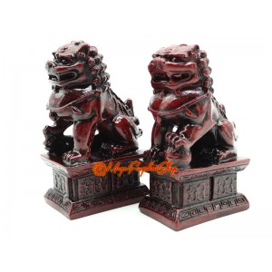 Pair of Feng Shui Fu Dogs (Redwood color)