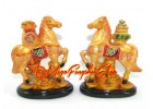 Pair of Lucky Horses with Wealth Pot and Money Bag