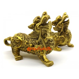 Pair of Wealth-Inviting Brass Feng Shui Pi Yao