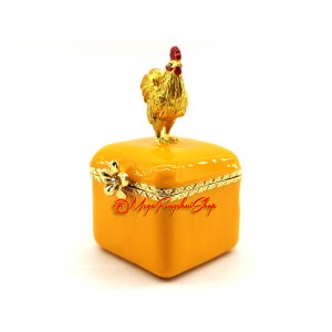 Peach Blossom Rooster on Treasure Box Love Charm