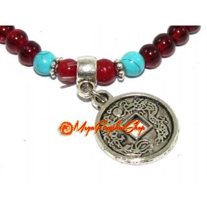 Red Agate Bracelet with Emperor's Coin
