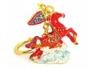 Red Flying Windhorse with Dragon Flag Keychain