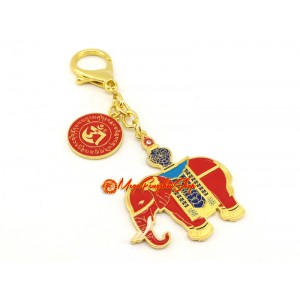 Red Prosperity Elephant Amulet Keychain