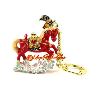 Red Wind Horse on Water Feng Shui Keychain