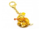 Rising Golden Dragon Holding A Pearl Feng Shui Keychain