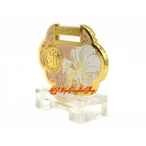 Romance Lock Coin with Nine-Tailed Fox Mini Feng Shui Plaque