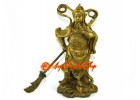 Standing Brass Guan Gong Holding Dragon Sword