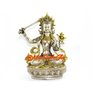 Brass Tibetan Manjushri Bodhisattva of Wisdom Statue