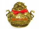Wealth Inviting Brass Prosperity Pot with 8 Auspicious Objects