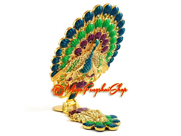 Gemstones Metal Peacock Feng Shui Wish Fulfilling with Secret Wish Compartment 